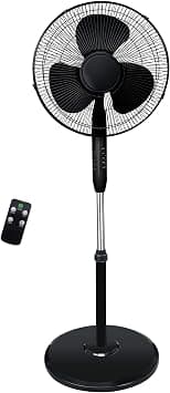 Pedestal Fan with Remote Control 16" Floor Fan Adjustable Oscillating Standing Fan Less Noise Cooling Fan Stand Up Fans for Bedroom Living Room Home Office (Black) on Amazon.ae - Price Tracker