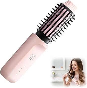 Cordless Curling Iron Brush for Hair, 1.5 Inch Mini Travel Hair Curler, Portable Heated Round Curling Iron Wand, USB Rechargeable Hair Curler for Long & Short Hair, Wave Curling Wand - Pink على Amazon.ae - متتبع الأسعار