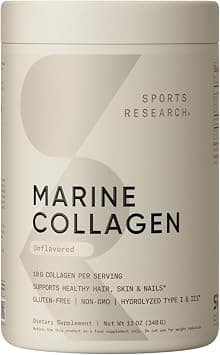 Sports Research Marine Collagen Unflavored Powder 12 oz (340 g) | Hydrolyzed Type I & III Collagen | Wild‑Caught Fish Source | Non‑GMO & Gluten‑Free on Amazon - Best Deal Finder