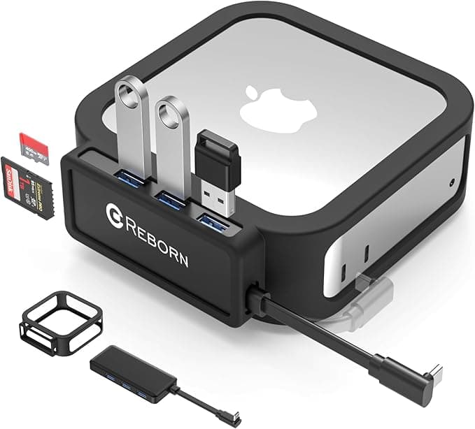 Reborn Mac Mini M4 Dock & Case Black | 5-Port Usb-C Hub With 5G 3* Usb-A 3.0, Sd Tf 3.0 Card Reader High-Speed Data Transfer Multi-Device Connectivity For And Pro 2024 on Amazon.ae - Price Tracker