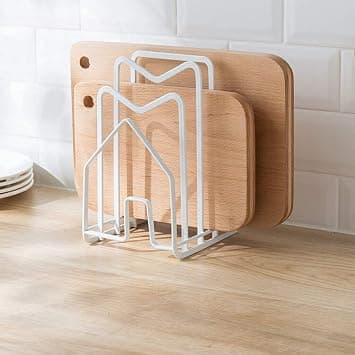 SUNFICON Cutting Board Rack Chopping Board Organizer Pot Pan Lids Holder Thin Bakeware Baking Tray Drying Display Stand Kitchen Countertop Cupboards Cabinet Office Sturdy Metal 4.92x5.7x8.47 in.White على Amazon.ae - متتبع الأسعار