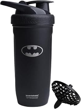Smartshake Justice League Reforce Shaker Bottle 900ml, DC Comics Stainless Steel Protein Shaker Water Bottle, Leakproof Water Shaker Cup, Supplement Shaker for Sport & GYM, BPA-free, Batman Logo على Amazon.ae - متتبع الأسعار