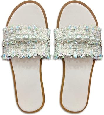 Women’s Woven Slide Sandals, Boho Multi-Strap Flat Slip-On Sandals, Lightweight Casual Shoes for Beach, Resort, Travel and Daily Wear على Amazon.ae - متتبع الأسعار
