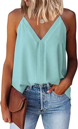 miduo womens Loose Summer V Neck Cami Shirts Sleeveless Tanks Tops Loose Summer V Neck Cami Shirts Sleeveless Tanks Tops on Amazon.ae - Price Tracker