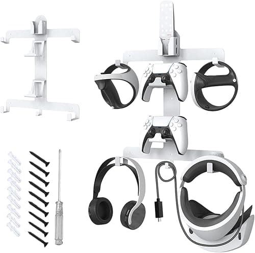 MAKINGTEC Wall Mount Stand for PSVR2 All-in-One Wall Shelf Compatible with PlayStation VR2 Headset, Controllers, Helmet, Remote, Headstrap, Headphone, and Adapter Must Have Accessories(Metal) على Amazon.ae - متتبع الأسعار