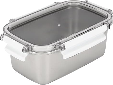 Royalford 1000ml Stainless Steel Lunch Box RF12172 Rectangle Tiffin with Polymer Lid, 4 Side Locks Food-Grade, BPA-Free, Airtight and Leakproof Containers for Kids and Adults على Amazon.ae - متتبع الأسعار