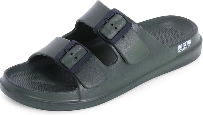 DOCTOR EXTRA SOFT Men's Classic Cushion Sliders/Slippers with Adjustable Buckle Strap for Adult | Comfortable & LightWeight |Stylish & Anti-Skid| Waterproof & Everyday Flip Flops for Gents/Boys D-505 على Amazon.ae - متتبع الأسعار
