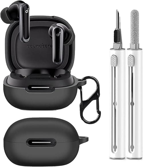 Silicone Protective Case for Anker soundcore P40i with Cleaning Pen, Ultra-Thin Soft and Flexible, Shockproof Slim-Fit Washable Anti-Fall Anti-Lost Earphone Cover with Carabiner, Black on Amazon.ae - Price Tracker