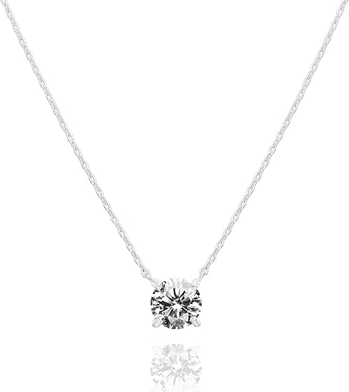 PAVOI 14K Gold Plated Crystal Solitaire 1.5 Carat (7.3mm) CZ Dainty Choker Necklace | Gold Necklaces for Women on Amazon.ae - Price Tracker