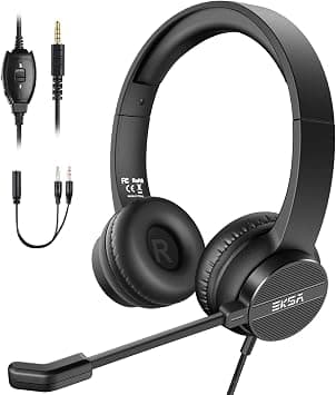 EKSA 3.5mm Headset with Microphone, Wired Computer Headset with in-line Control Volume & Mute, Lightweight Noise Cancelling Headphones PC Headset Perfect for Home/Office/Call Center/Classroom/Skype… on Amazon - Best Deal Finder