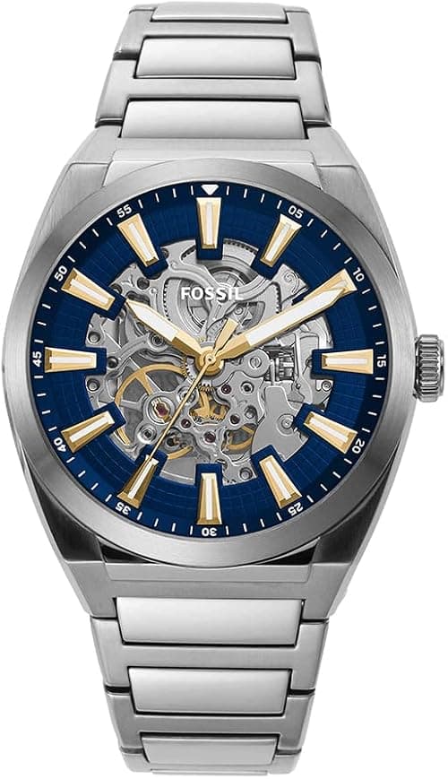 Fossil Everett Stainless Steel Analogue Automatic Wrist Watch, Silver on Amazon.ae - Price Tracker