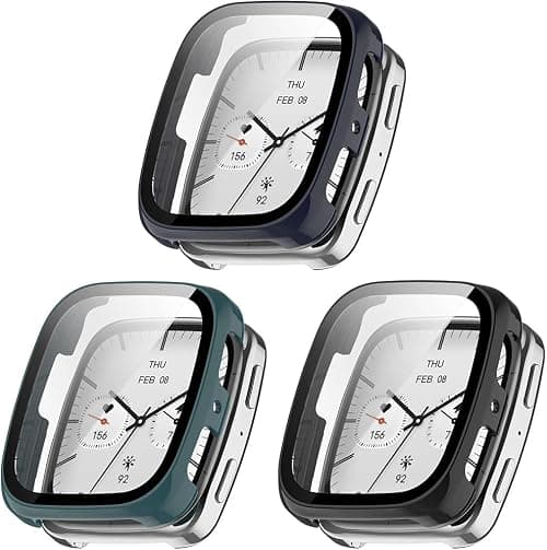 3 Pack Hard Case for Amazfit Active 2 Square Smartwatch, Hard PC Protective Case Shockproof Anti-Scratch Bumper Cover with Tempered Glass (Black/Dark Blue/Green) on Amazon.ae - Price Tracker