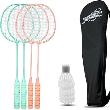 Badminton Rackets Set of 3 for Outdoor Backyard Games, Including 4 Racquets,3 Shuttlecocks, 1 Carry Bag على Amazon.ae - متتبع الأسعار