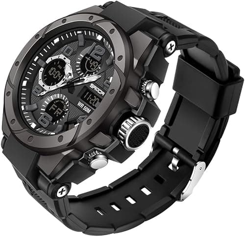 AIMES Men's Watches Outdoor Sports Waterproof Military Watch Tactical Digital Analog Wrist Watch Date Multi Function Led Large Face Alarm Stopwatch for Man على Amazon.ae - متتبع الأسعار