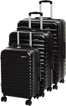 Amazon Basics 3-Piece Set Hardside Spinner-21/26/30 inch (55/68/78 cm) Material: ABS, Black on Amazon.sa - Price Tracker