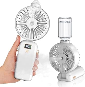TERRIFI Handheld Misting Fan with Water Spray - Foldable Mini Fan, 5000mAh Battery, USB Rechargeable, 5 Adjustable Speeds, Ideal for Home & Travel - White on Amazon.ae - Price Tracker