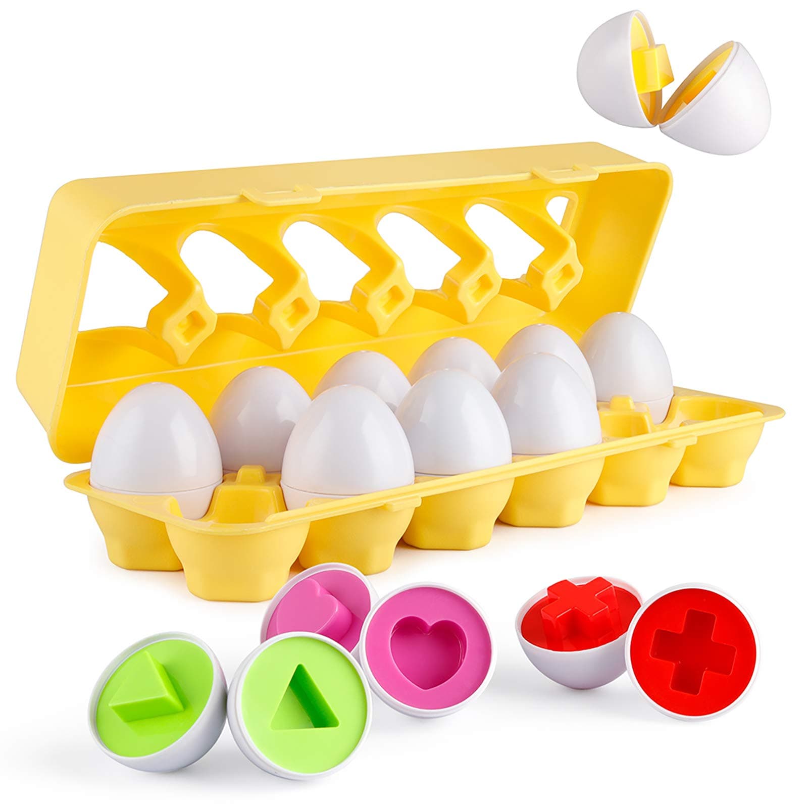Coogam Assorted Eggs 12 Pieces Colour and Shape Recognition Sorter Puzzle for Easter Travel Bingo Game Early Learning Educational Fine Motor Skills Montessori Gift on Amazon.ae - Price Tracker