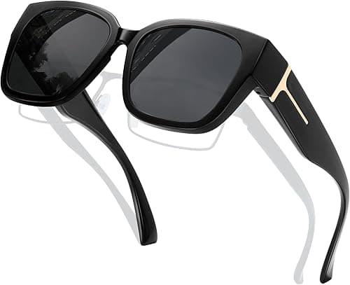 KANASTAL Oversized Sunglasses Women Fit Over Glasses, Ladies Big Frame Polarized Eyewear Trendy Square Wrap Around Shades, Over Sun Glasses Men UV400 Protection on Amazon.ae - Price Tracker