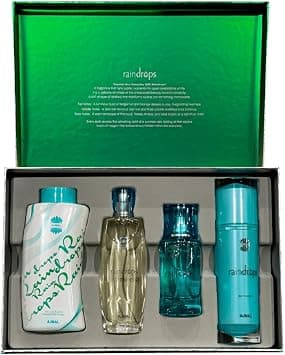Ajmal Raindrops Gift Set for Women - Eau de Parfum 100ml, Body Mist 50ml, Talc 100g, Body Lotion 100ml on Amazon.ae - Price Tracker