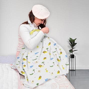 Mom's Home Moms Home Organic Cotton Muslin Nursing Cover for Breastfeeding Apron | Lion (Multicolor) on Amazon.ae - Price Tracker