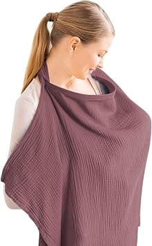 Aolso Nursing Apron, Muslin Nursing Cover for Baby, Large Nursing Cover, Cotton Nursing Cape with Rigid Ring (Burgundy Red) - Amazon.sa Price Tracker