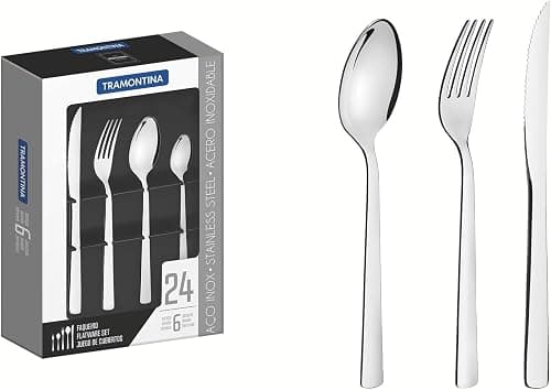 Tramontina 66985004 Oslo Stainless Steel 24 Pieces Flatware Set with Table Knives and Mirror Finish on Amazon.ae - Price Tracker
