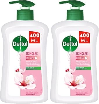 Dettol Skincare Liquid Handwash Pump, Rose & Sakura Blossom Scent, 400ml x 2 على Amazon.ae - متتبع الأسعار