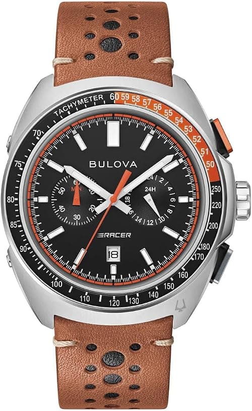 Bulova Men's Chronograph Quartz Watch with Leather Strap 98B427, Brown, Modern on Amazon - Best Deal Finder