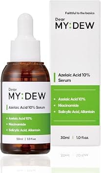 DearMYDEW 10% Azelaic Acid Serum with Niacinamide, Salicylic Acid, Allantoin, Rosacea Treatment for Face Redness Relief, Reduce Cystic Acne Scar, Pimples, Non-Comedogenic, Korean Skincare, 1Fl Oz على Amazon.ae - متتبع الأسعار