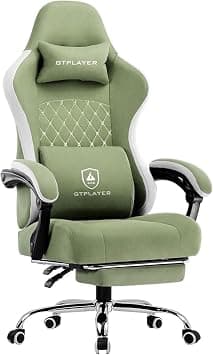 GTPLAYER #1USA Ergonomic Gaming Chair Fabric with Pocket Spring Cushion, Footrest & Armrests – Computer Video Game Desk Chair with Adjustable Lumbar Support & Headrest for Gaming & Office (Green) on Amazon.ae - Price Tracker