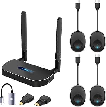 Wireless Hdmi Transmitter and Receiver 4k. One Receiver and Four Transmitter,Switch at Will,165FT/50M VGA Dual Screen Casting Video Audio from PC/Laptop/Netfix/TikTok to Monitor,Projector Equipment على Amazon.ae - متتبع الأسعار