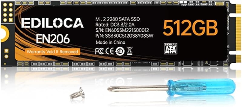 Ediloca EN206 512GB 3D NAND TLC M.2 SSD, M.2 2280 SATA III 6Gb/s SSD Internal Hard Drive, Read/Write Speed up to 550/460 MB/s, Compatible with Ultrabooks, Tablet Computers and Mini PCs على Amazon.ae - متتبع الأسعار