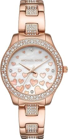 Michael Kors Women's Liliane Three-Hand, Rose Gold-Tone Stainless Steel Watch, MK4597 on Amazon.ae - Price Tracker