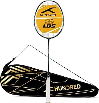 HUNDRED PRIMEARMOUR 800 Carbon Fibre Strung Badminton Racket with Full Racket Cover (Black) | For Intermediate Players | 84 grams | Maximum String Tension - 32lbs على Amazon.ae - متتبع الأسعار