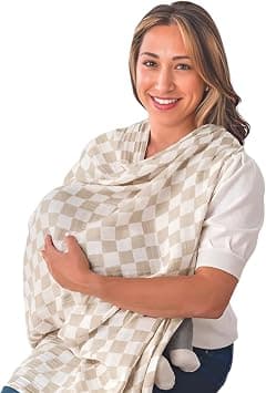 Itzy Ritzy Breastfeeding Boss Multi-Use Cover – A Nursing Cover, Swaddle, Car Seat Cover, Tummy Time Mat & Burp Cloth All in One – Made of Soft Muslin Fabric & Measures 47” x 47” (Checkerboard) على Amazon.ae - متتبع الأسعار