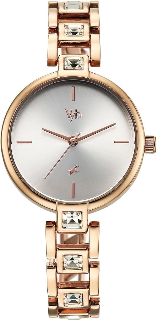 Fastrack Vyb Manifester Quartz Analog Silver Dial Rose gold Alloy Strap Watch For Women - FV60104WM01W على Amazon.ae - متتبع الأسعار