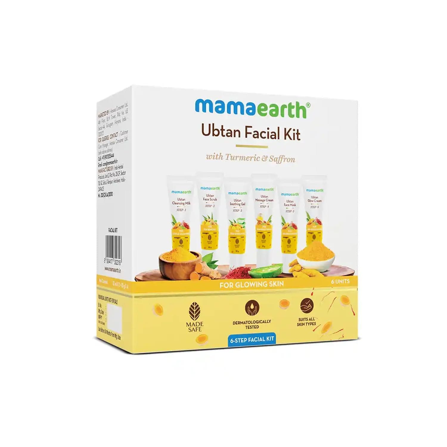 Mamaearth Ubtan 6 Step Facial Kit With Turmeric & Saffron for Glowing & Brightened Skin | Deep Cleansing, Exfoliation, Hydration & Moisture Boost | Instant Radiance Facial Kit for All Skin Types, 60g on Amazon.ae - Price Tracker
