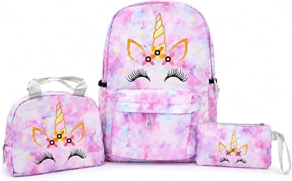Magic3-Piece LavenderSchool Backpack Set with Lunch Bag & Pencil Pouch, Large Capacity Lightweight School Bag with Adjustable Shoulder Straps for School, Travel & Everyday Use على Amazon.ae - متتبع الأسعار