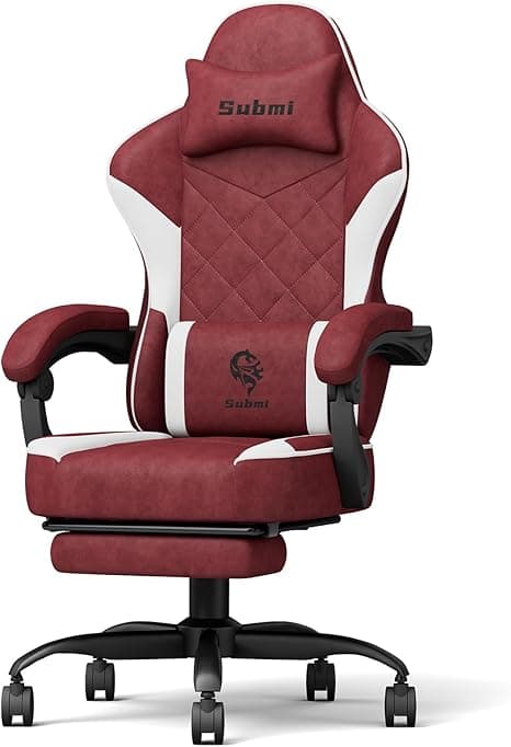 Executive Office Chairs, Ergonomic Gaming Chairs for Adults with Headrest & Lumbar Support, High Back Fabric Reclining Game Chairs, Adjustable Height Computer Chair, Wide Seat, 350 LBS, Red on Amazon.ae - Price Tracker