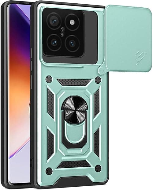 ILING Case for Xiaomi POCO F8 Ultra 5G, Metal Texture Matte Shockproof Hard Back PC Cover, Soft Silicone TPU Bumper Case with Ring Holder and Camera Cover (Green) على Amazon.ae - متتبع الأسعار