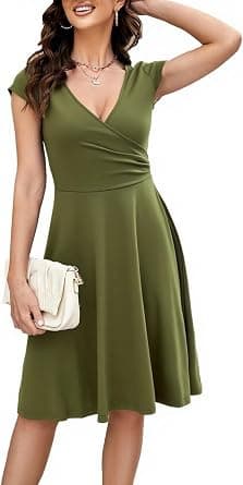 oxiuly womens V-neck Cap Sleeve Floral Stretchy Swing Dress Classic - Amazon.ae Price Tracker