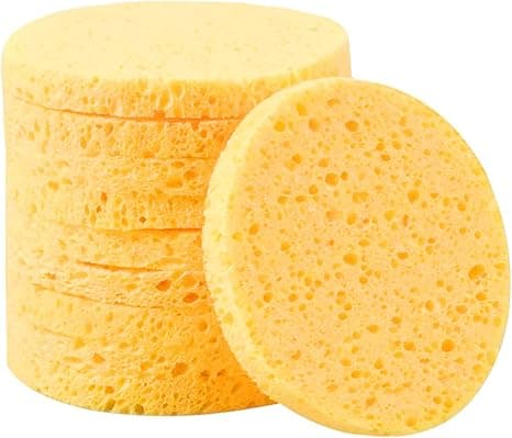 10 Pcs Facial Sponges, Cellulose Face Sponge, Face Cleansing Washing Sponges, Make Up Remover Sponges Pads, Beauty Sponges for Facial SPA Massage Makeup Removal (Yellow) (Round) on Amazon.ae - Price Tracker