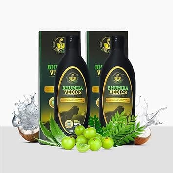 Bhumika Vedics Herbal Hair Oil For Men & Women | Promotes Hair Growth & Reduces Hair Fall | With Indigofera,Aloe vera,Neem, Amla, Bhringraj and Coconut Oil 400 ml on Amazon.ae - Price Tracker
