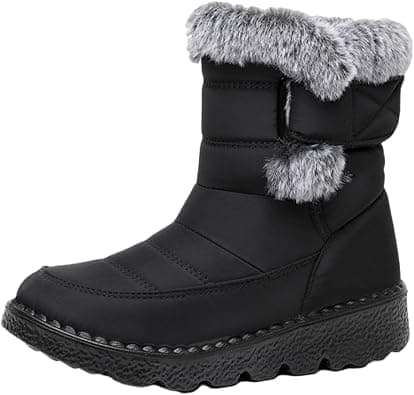 Women's Waterproof Cloth Warm Snow Boots, Plush Lining Anti-Slip Winter Outdoor Snow Boots for Casual, Camping, Black, 6.5 on Amazon.ae - Price Tracker