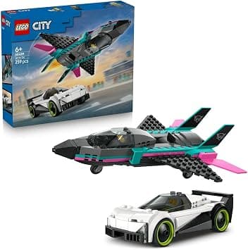 LEGO City Jet vs. Car 60489 | Building Toy, Plane, Supercar plus Pilot & Driver Minifigures, Play Set, Gift for 6+ Year Old Boys & Girls, 259 Pieces - متتبع أسعار Amazon.sa