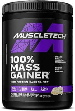 MuscleTech | 100% Mass Gainer | High Protein Mass Gainer | Protein + Creatine | Muscle Strength & Performance and Muscle Recovery | Vanilla Milkshake | 2330 grams on Amazon.ae - Price Tracker