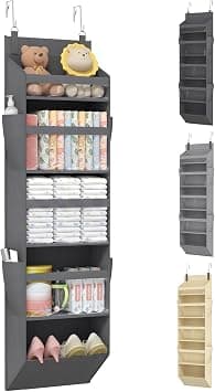 Lifewit Over the Door Storage, Clear Hanging Organiser with 4 Mesh Side Pockets, Anti Tilt 40 lbs Load Behind Door for Dorm, University Essentials, Room, Bedroom, Kitchen, Grey, 5 Shelf, 1 Pack - متتبع أسعار Amazon.sa