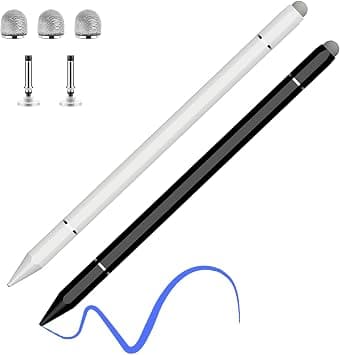 SYOSI 2 Pack Tablet Pen for All Touch Screens, 3 in 1 Stylus Touch Pen with High Precision Tip, Compatible with iPad Huawei Xiaomi and Most Tablets Phones, Black and White on Amazon.ae - Price Tracker