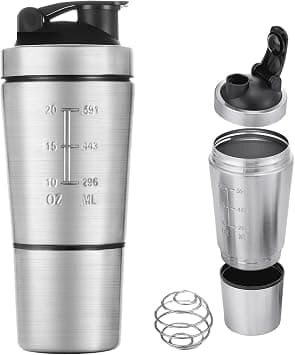Stainless Steel Shaker Bottle for Protein Mixes, Protein Shaker Bottle, Leak Proof Shaker Bottle with Storage for Workout Gym Sports, BPA Free, Portable Shaker Water Bottle على Amazon.ae - متتبع الأسعار