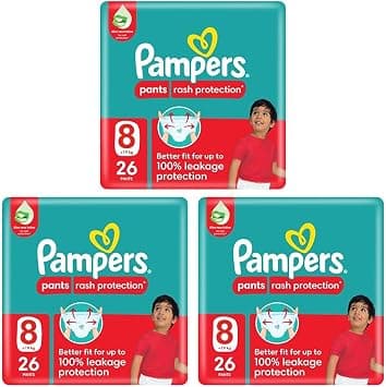 Pampers Rash Protection, Size 8, 19+ kg, Value Pack, 26 Diaper Pants (Pack of 3) - متتبع أسعار Amazon.sa